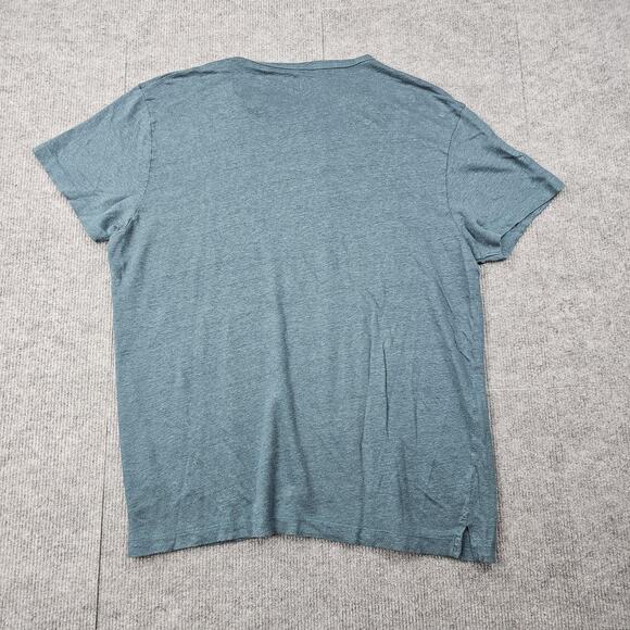 Alex Crane Shirt Tee Mens Large Blue Linen Crewneck Minimal Coastal Portugal - Picture 5 of 5